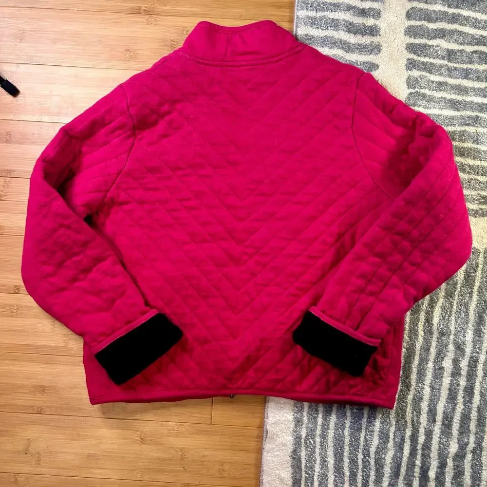 London Fog Quilted Jacket Women’s M Pink Ramie Cotton Zip Front Lightweight Coat
